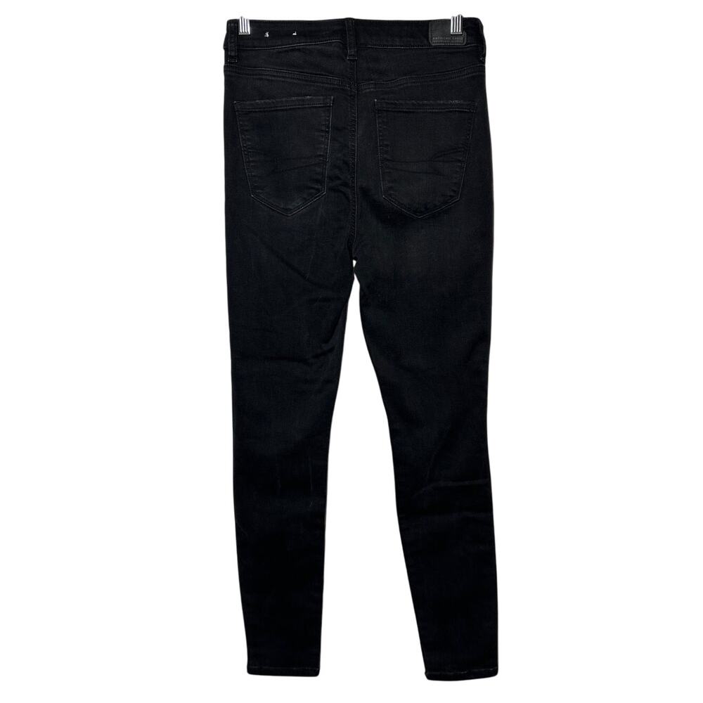 American Eagle Super High Rise Jegging Jeans Black Distressed Stretch Size 8 - Picture 5 of 11